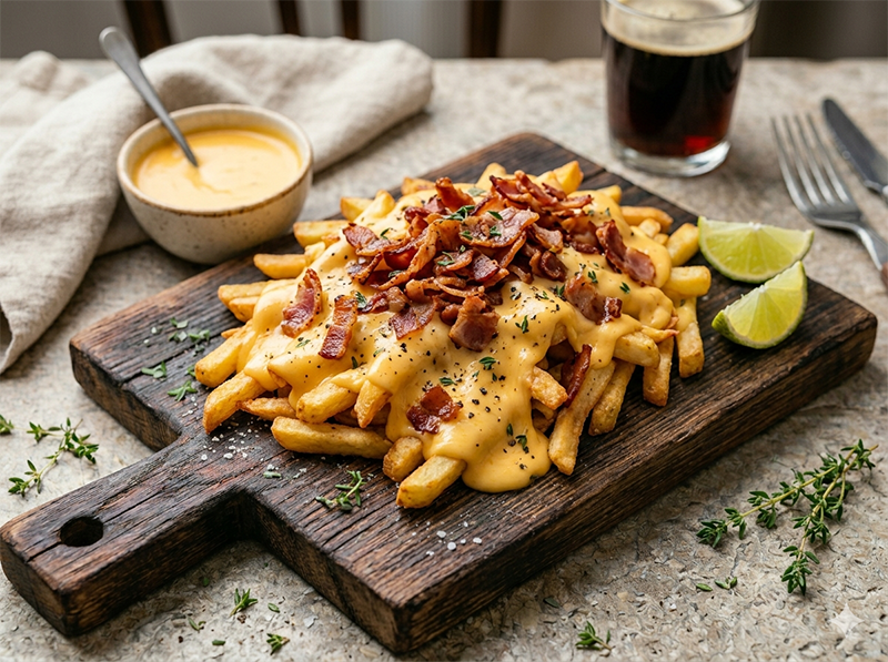 Fritas com Cheddar e Bacon